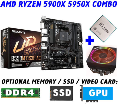 Amd Ryzen 5900X 5950X Cpu+Gigabyte B550M Ds3H Ac Wifi Bt Am4