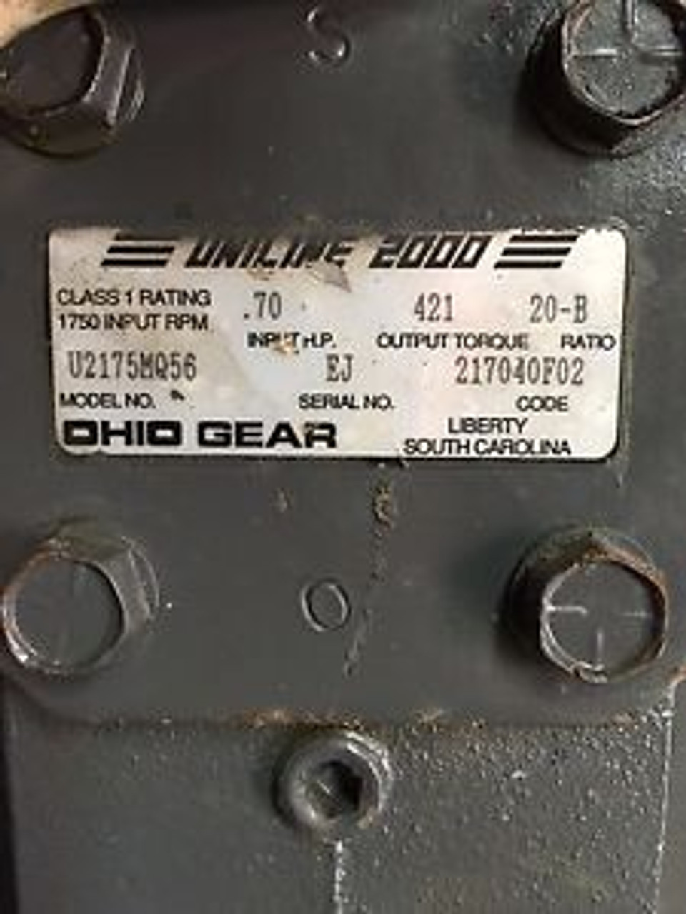 Buy Ohio Gear Uniline 2000 U2175MQ56 Gear Reducer Ratio 200B