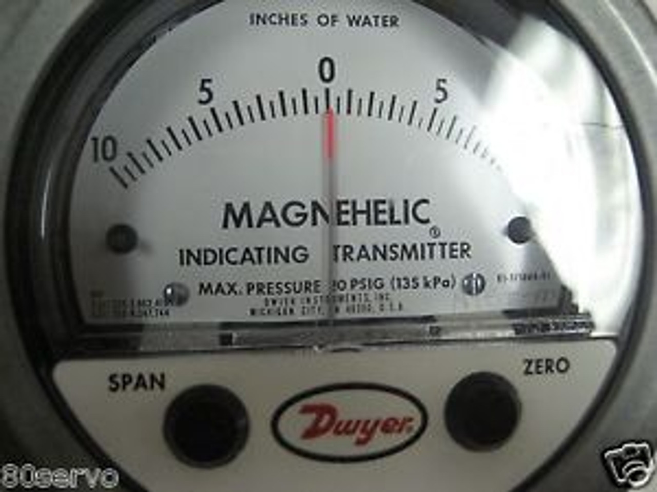 DWYER MAGNEHELIC GAGE # 171664  10-0-10 INCHES OF WATER  4" DIA 4-20MA OUTPUT 