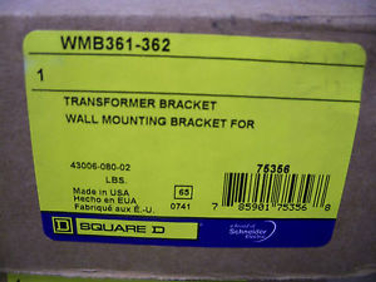 Square D WMB361362 Transformer Wall Mounting Bracket