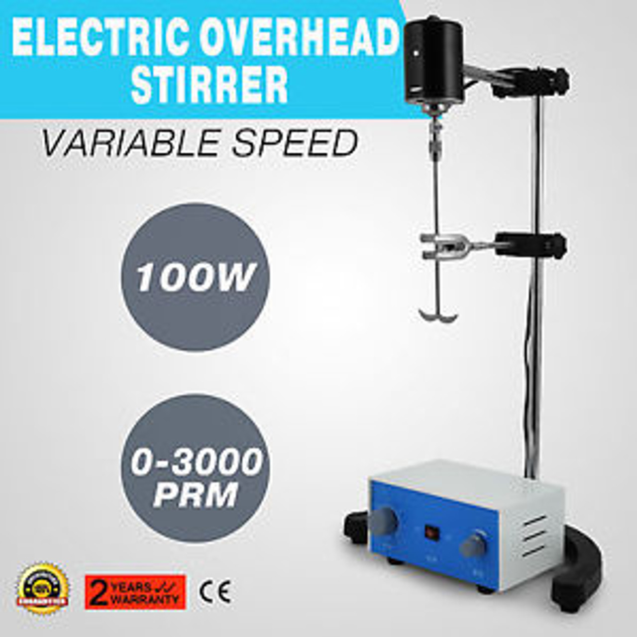 VEVOR Electric Overhead Stirrer Mixer 0-3000 RPM Overhead