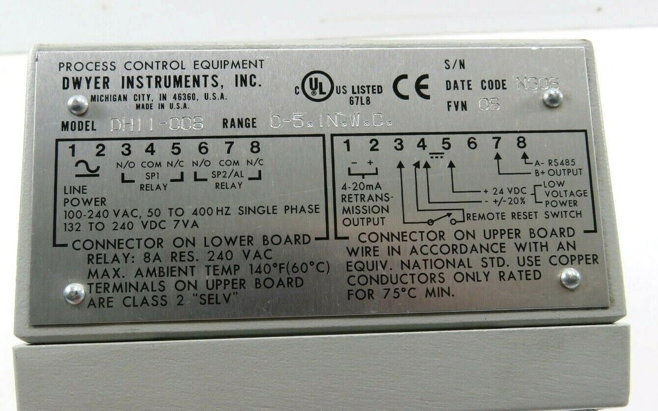 Dwyer Dhii-006 Digihelic Differential Pressure Controller