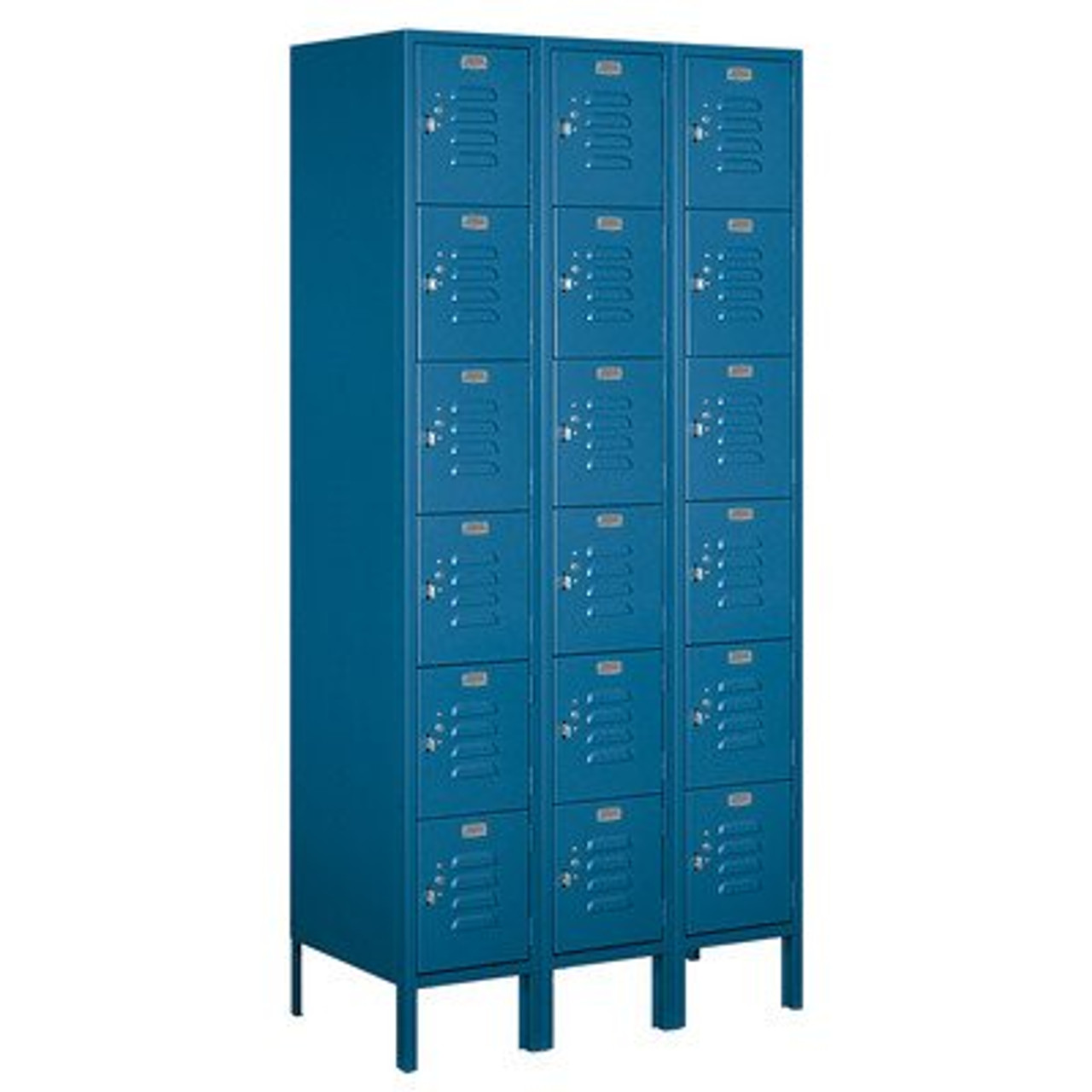 Blue Salsbury Industries Assembled 5-Tier Plastic Locker with Three Wide Storage Units 738.25-Inch High by 18-Inch Deep 