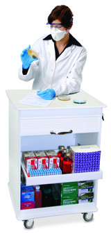 TrippNT 50591 White Polyethylene 2 Foot Maui Lab Island Cart, Lockable, 24" Width x 35" Height x 24" Depth