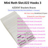 20Pcs /Pack Orthodontic Dental Metal Brackets Brace Mini Roth Slot.022 Hooks 3