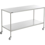 AERO Stainless Steel Instrument Table with Lower Shelf, 72"L x 24"W x 34"H
