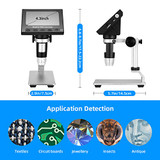 STPCTOU LCD Digital USB Microscope 4.3 Inch 10X-1000X Magnification Zoom, 8 LED Adjustable Light, Rechargeable Lithium Battery Camera Video Recorder for Phone Repair Soldering Tool Children Lab Edu