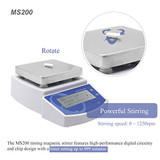 Hanchen Digital Magnetic Stirrer MS200 Laboratory Mixer LCD Display 999-min Timer NO Heating Function 0-1250rpm 220V