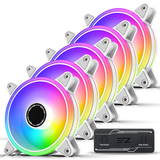 White Moonlight 120Mm Rgb Pwm Case Fan With Rgb Pwm Fan Hub,5V Motherboard Sync,