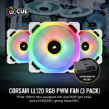 Corsair Ll120 Pwm Rgb 120Mm Computer Case Fans - Triple Pack - White