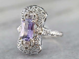 Art Deco Purple Sapphire And Diamond Dinner Ring