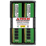 A-Tech 64Gb 2X 32Gb Pc4-25600 Desktop Ddr4 3200 Non-Ecc Dimm 288-Pin Memory Ram