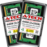 A-Tech 64Gb 2X 32Gb 2Rx8 Pc4-21300 Ddr4 2666Mhz Ecc Unb Sodimm Server Memory Ram