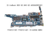 918312-001 918312-601 Hp 840 850 G3 Motherboard I5-6200U Cpu 6050A2892401-Mb-A01