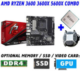 Amd Ryzen 5 5600X 3600X 3600 Cpu+Asrock B550M Phantom Gaming 4 Motherboard Combo