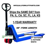 Hand Pallet Truck 5500 Lbs 27"X 48" New Manual Standard  Pallet Jack Warranty