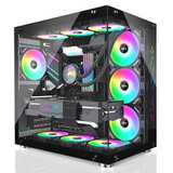 Atx Mid-Tower Pc Case Black 10 Pre-Installed 120Mm Rgb Fans Black-With Fans