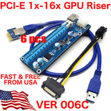 60 X Pack V006C Pci-E 16X 1X Powered Riser Gpu Adapter 6 Pin 6-Pin Eth Mining