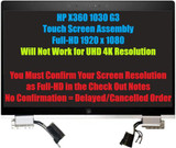 L31871-001 Hp Elitebook X360 1030 G3 13.3" Touch Screen Lcd Display Assembly