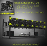 8 Gpu Mining Rig Case Frame Equipment Aluminum Stackable Open Air With 7 Fans