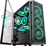 Atx Gaming Pc Case 6Pcs 120Mm Argb Fans Mid Tower Mesh Computer Gaming Case