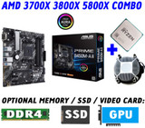 Amd Ryzen 5800X 3800X 3700X Cpu+Asus Prime B450M-A Ii Motherboard+Ddr4+Ssd Combo