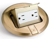 LEW ELECTRIC PUFP-BD COMPLETE 6 BRASS POP UP FLOOR BOX W/ DECORATE RECEPTACLE