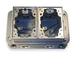 HUBBELL WIRING DEVICE-KELLEMS BA4233 Floor Box, 2-Gang Rectangular, Cast Iron