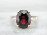 High End Garnet, Platinum And Diamond Ladies Cocktail Ring