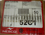 ELECTRICAL JUNCTION BOX COVER 52 SERIES 52C1 11201 4 SQUARE BLANK 50 LOT NESCO
