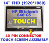 L18314-001 Hp Elitebook 14" 840 G5 Lcd Display Touch Screen Digitizer Fhd