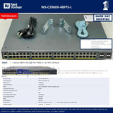 Cisco Ws-C2960X-48Fps-L 48 Port Poe+ 2960X Gigabit Switch - Same Day Shipping