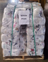 Pallet Of 25 Lb. Compressed Bags White T-Shirt W/Print Rags 40 Bags - 1,000Lbs