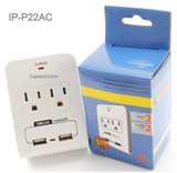 Cablesonline, 2-Outlet 90-Joules Wall Tap W/ Dual-Usb 2.4Amp Charging Ports