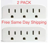 2 Wall Tap Grounded 3 Outlet Triple Ac Wall Plug Power Splitter Electric Adapter