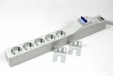 Apsa 5-Way 19" 1U Control Cabinet Rack Socket Strip Aluminium Line Protection B16-