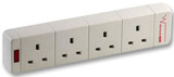 Pro Elec - 4-Way Surge Protected Extension Socket With Neon Indicator