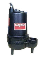 DAYTON 4HU80, Sewage Ejector 1/2hp Pump, Submersible, 2 Out, 120VAC, Cast Iron