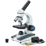 New AmScope 40X-640X Portable Student Compound Microscope Batteries or