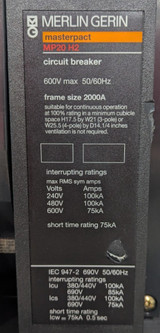 New Merlin Gerin Mp20h2 2000a Masterpact Circuit Breaker 2000a Str28d Trip