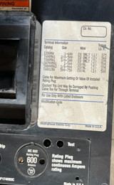 Westinghouse Mc3800f 800a Frame W/600a Plug 600v 3p Circuit Breaker