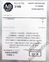 Surplus Allen Bradley 2198-r127 a Shunt Resistor 12700w