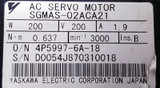 Yaskawa Sgmas-02aca21 Ac Servo Motor, Used