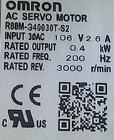 Omron R88m-g40030t-s2 Ac Servo Motor with Omron Cp-20a-11-j6gdk - Used