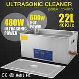 22L Liter 480W Stainless Steel Industry Heated Ultrasonic Cleaner w/Timer US UPS