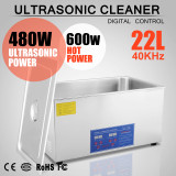 Stainless Steel 22 L Liter Industry Heated Ultrasonic Cleaner Heater w/ Timer US