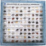 100 Rocks & Minerals Collection in Paper Mounted Showcase