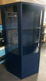 Adjustable 6 Height 4 Width Navy Blue Trapezoid Display Case