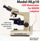 LED illuminator retrofit Kit with dimmer control for older NIKON microscopes.