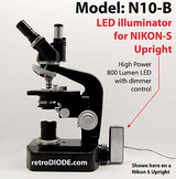 Led Illuminator Retrofit Kit With Dimmer Control For Older Nikon-S Microscopes.